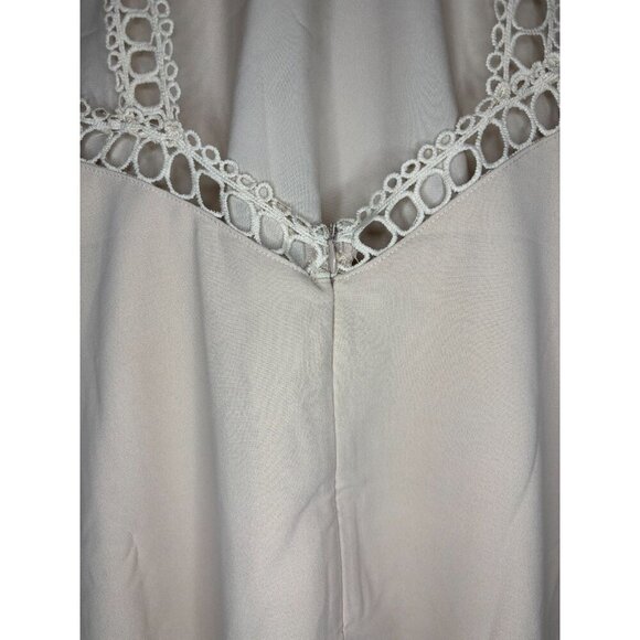 CUPSHE NEW Sunshine Vibes Neutral Mini Dress Womens L Beige Halter Tie Bridal - Picture 4 of 11